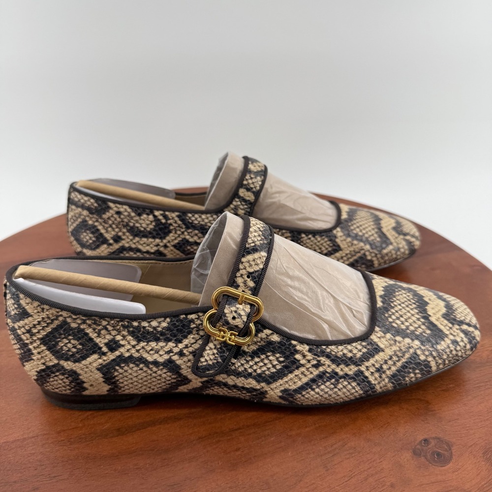 Sam Edelman Michaela Mary Jane Flats Roccia Snake Print Square Toe Women 8M